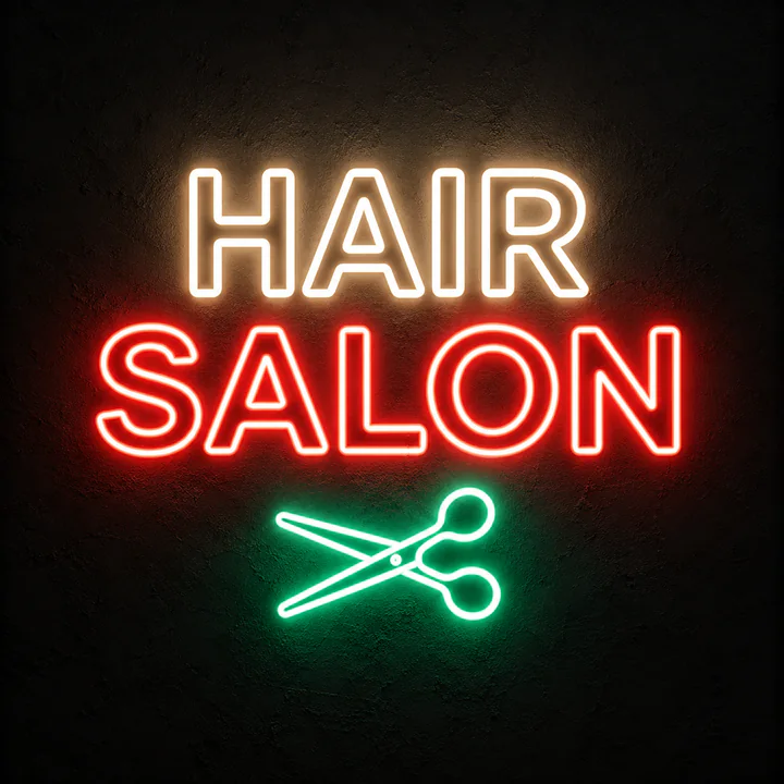 Hair Salon & Scissors LED Neon Sign