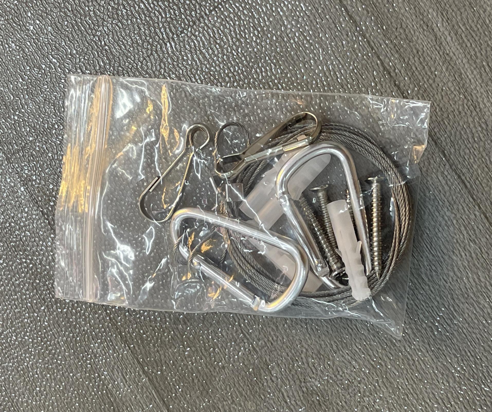 Packed neon sign hanging kit accessories